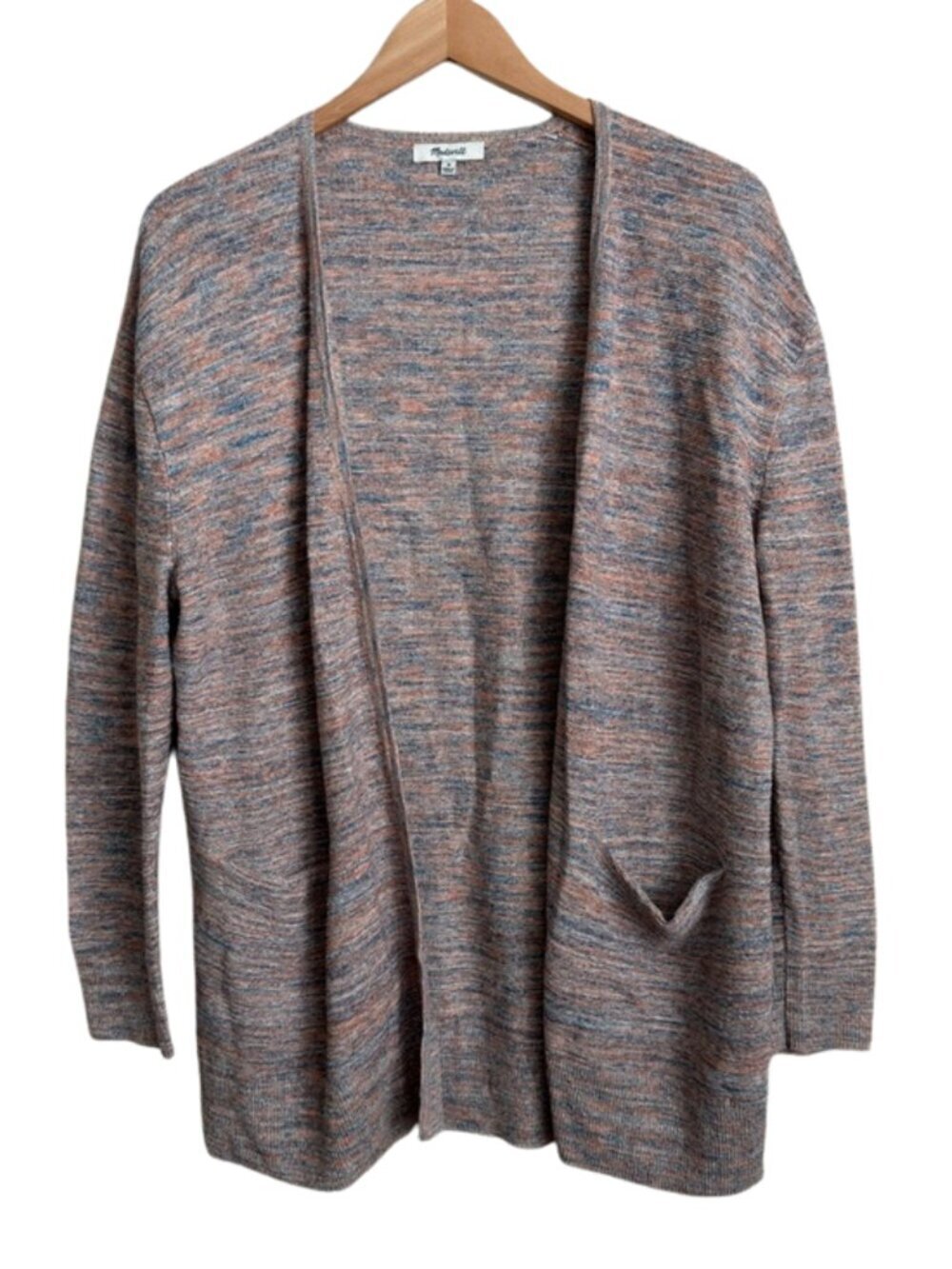 Madewell Marled Open Front Cardigan Medium Cotton Blend Space Dye Sweater Boho